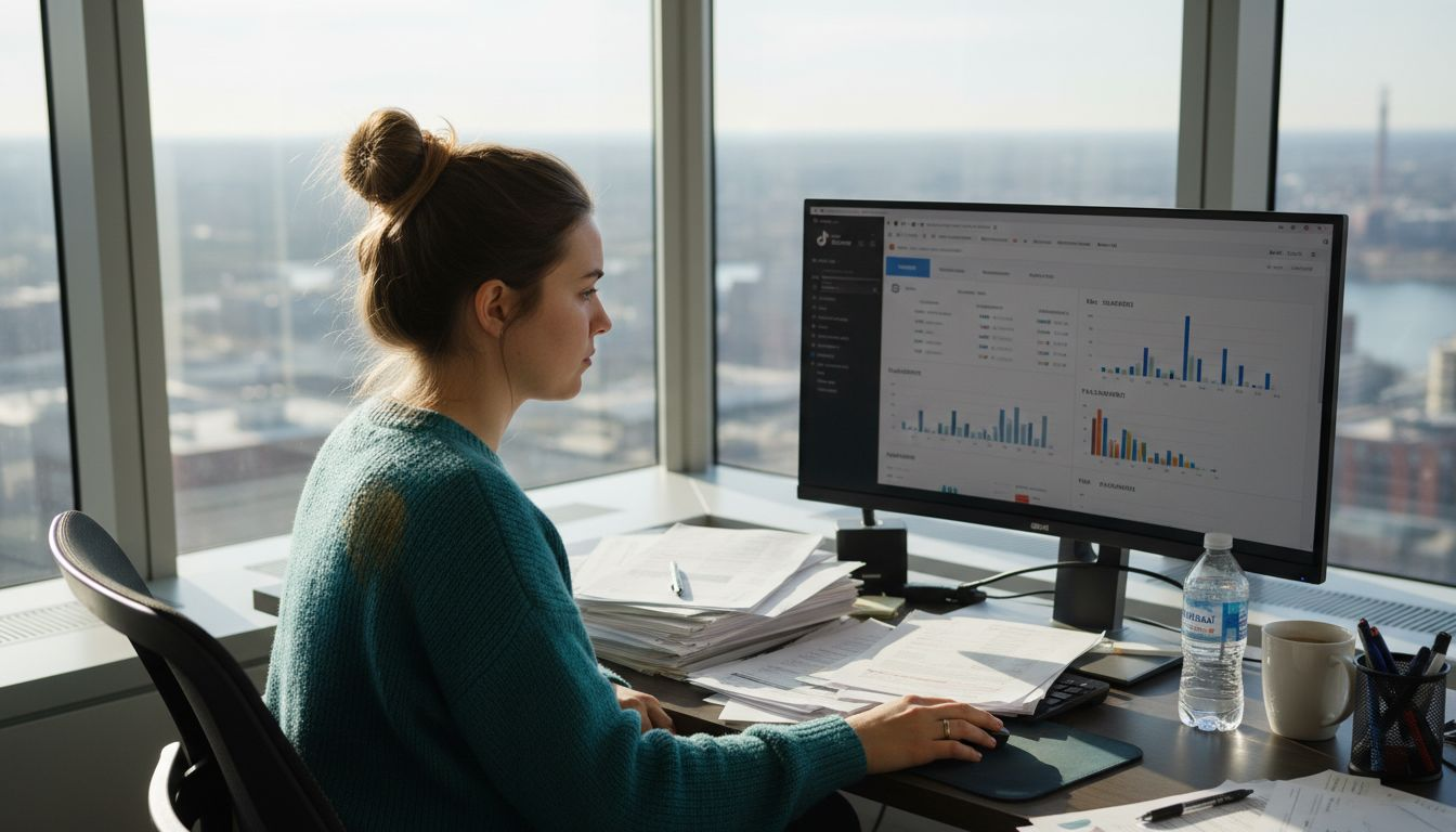 Marketing analyst checking TikTok analytics data